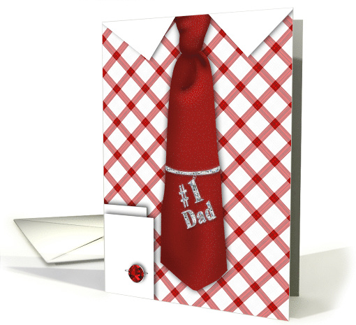 Father's Day, DAD, #1, Red Tie on Red Designer Shirt with... (928688)