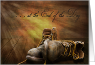 End of the Day NOTE Cards - Old and worn boots card