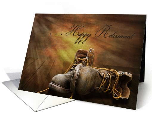 Retirement Congratulations - Old and worn boots card (940080)