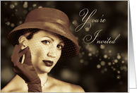 Invitation - Multi Purpose - Vintage Lady - Sepia card