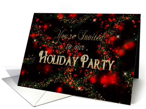 HOLIDAY PARTY - INVITATION, in red and gold sparkle card (948543)