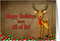 Happy Holidays - Reindeer - Decorations card