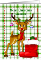 Christmas, Grandson, Cute Reindeer with decorated Antlers card