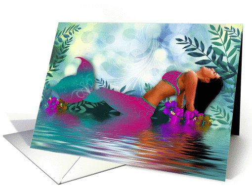 Mermaid by the Sea - Mermaid. Water - reflection card (952111)