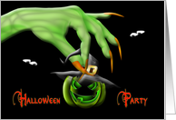Halloween Party Invitation - Witch’s Hand card
