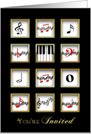 Musical Recital Invitationn - Music Notes in Squares card