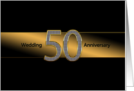 50th Wedding Anniversary - INVITATION - Gold/Faux Diamond card