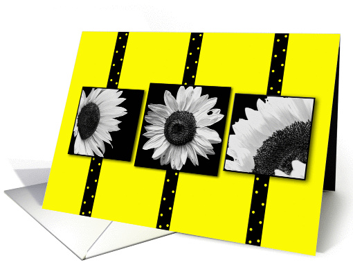 Sunflowers - Yellow - Black and White - Blank card (971129)