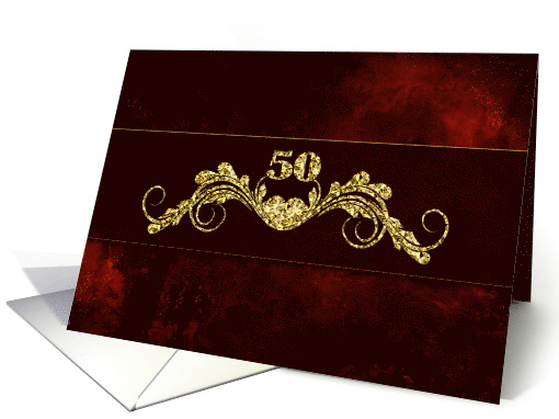 50th Wedding Anniversary - Gold Ornate Trim card (972377)