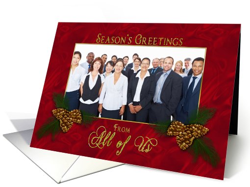 Season's Greetings - Business - From All of Us - Red - Pine Cones card
