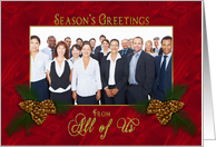 Season’s Greetings - Business - From All of Us - Red - Pine Cones card