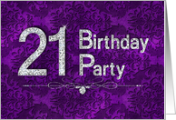 21ST Birthday Party Invitation - Purple Brocade card