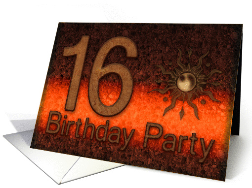 16th Birthday Party Invitation - Sizzling Hot Orange Brown card
