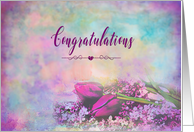 Congratulations, Floral Elegance, Tulips and Lilacs Shades of Purple card