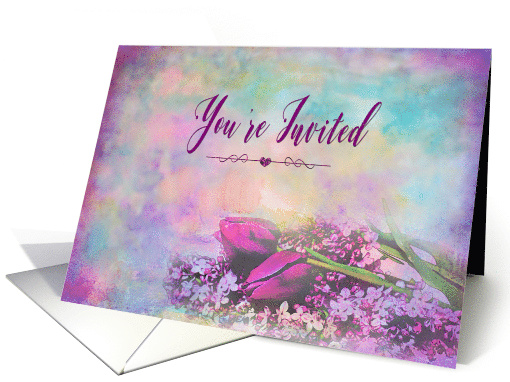 Invitation, Elegance,Tulips, Lilacs in Shades of Purple card (977763)