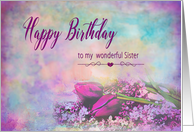 Birthday, Sister, Floral Elegance with Purple Tulips and Lilacs card