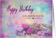 Birthday, Secret Pal, Floral Elegance with PurpleTulips and Lilacs card