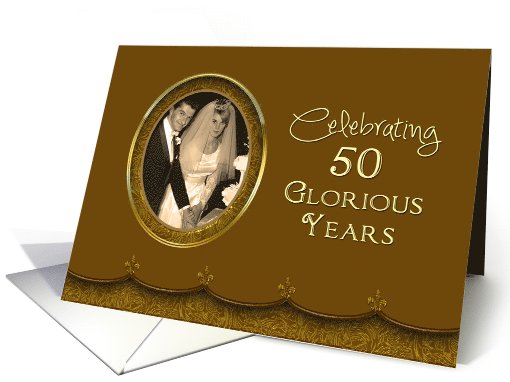 50th Wedding Anniversary - Photo Insert - Gold Trim card (986961)