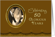 50th Wedding Anniversary - Photo Insert - Gold Trim card