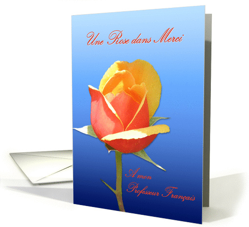 French Teacher Rose in Thanks card (381733)