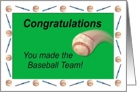 Baseball Team Congratulations card