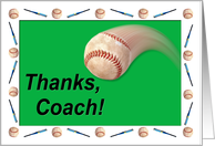 Baseball Coach Thanks card