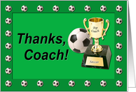 Soccer Coach Trophy Thanks card