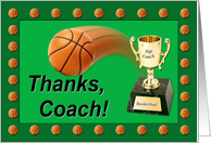 Basketball Coach Trophy Thanks card