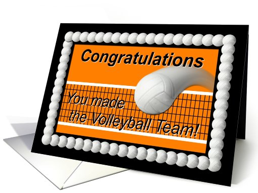 Volleyball Team Congratulations Orange and Black card (417096)