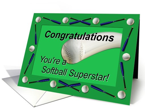 Softball Superstar Congratulations Green card (417124)