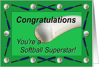 Softball Superstar Congratulations Green card