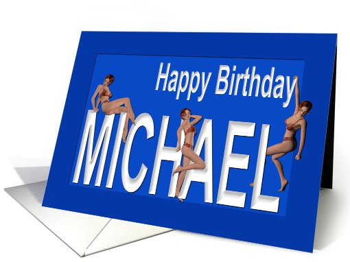 Michael's Birthday Pin-Up Girls, Blue card (449465)
