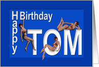 Tom’s Birthday Pin-Up Girls, Blue card