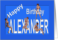 Alexander’s Birthday Pin-Up Girls, Blue card