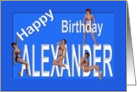 Alexander’s Birthday Pin-Up Girls, Blue card