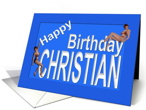 Christian's Birthday Pin-Up Girls, Blue card (454776)