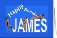 James’s Birthday Pin-Up Girls, Blue card