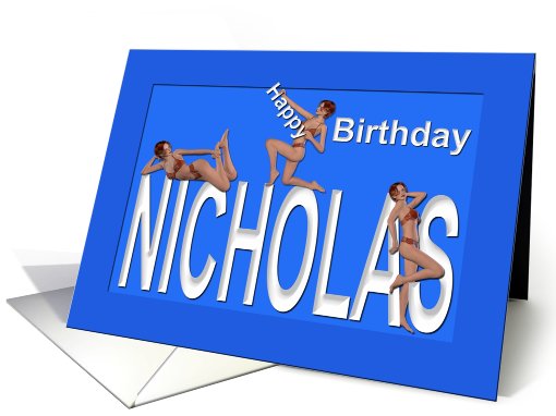 Nicholas's Birthday Pin-Up Girls, Blue card (455572)