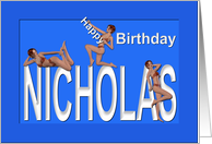 Nicholas’s Birthday Pin-Up Girls, Blue card