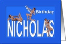 Nicholas’s Birthday Pin-Up Girls, Blue card
