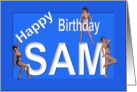 Sam’s Birthday Pin-Up Girls, Blue card
