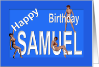 Samuel’s Birthday Pin-Up Girls, Blue card