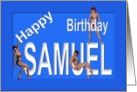 Samuel’s Birthday Pin-Up Girls, Blue card