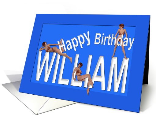 William's Birthday Pin-Up Girls, Blue card (455602)