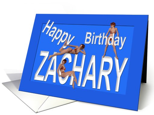 Zachary's Birthday Pin-Up Girls, Blue card (455608)