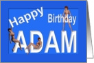 Adam’s Birthday Pin-Up Girls, Blue card