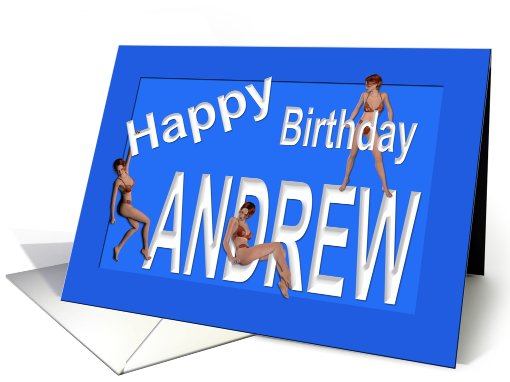 Andrew's Birthday Pin-Up Girls, Blue card (458751)