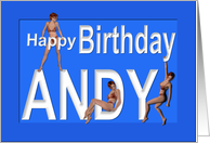 Andy’s Birthday Pin-Up Girls, Blue card