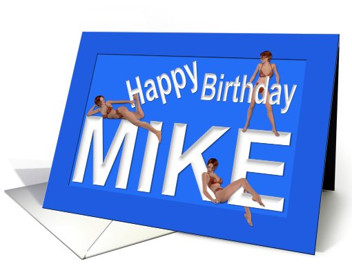 Mike's Birthday Pin-Up Girls, Blue card (459153)