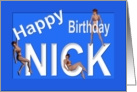 Nick’s Birthday Pin-Up Girls, Blue card
